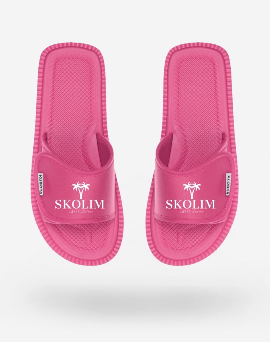 Klapki SKOLIM różowe na rzep
